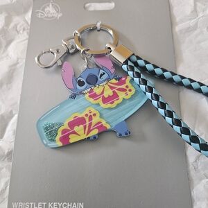 Disney Stitch Keychain with Blue and Pink Highlights
